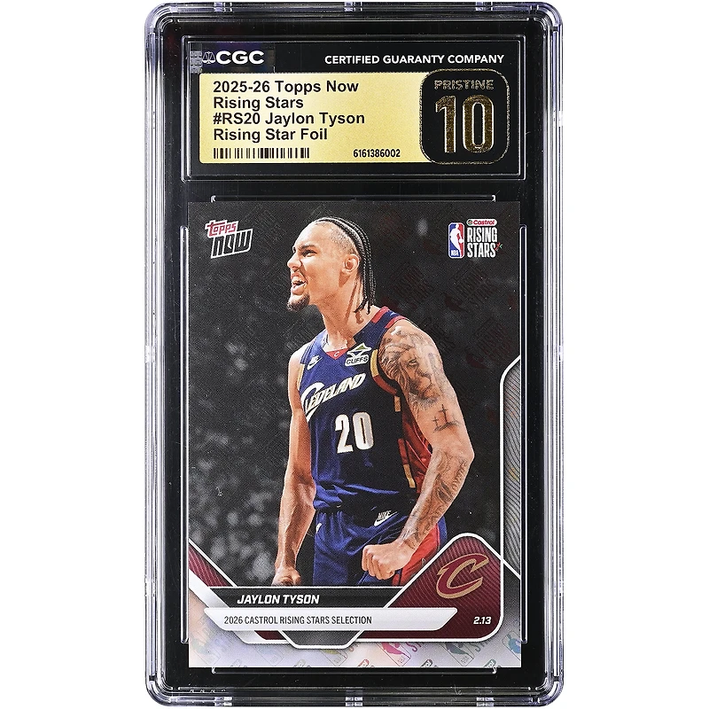 Jaylon Tyson Cleveland Cavaliers 2025-26 Topps Now Rising Stars Foil #RS20 CGC Authenticated PRISTINE 10 Card