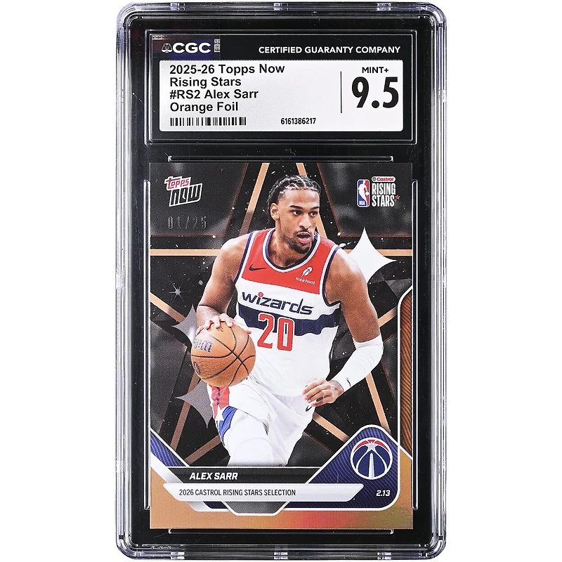 Alex Sarr Washington Wizards 2025-26 Topps Now Rising Stars Orange Foil #RS2 #1/25 CGC Authenticated 9.5 Card