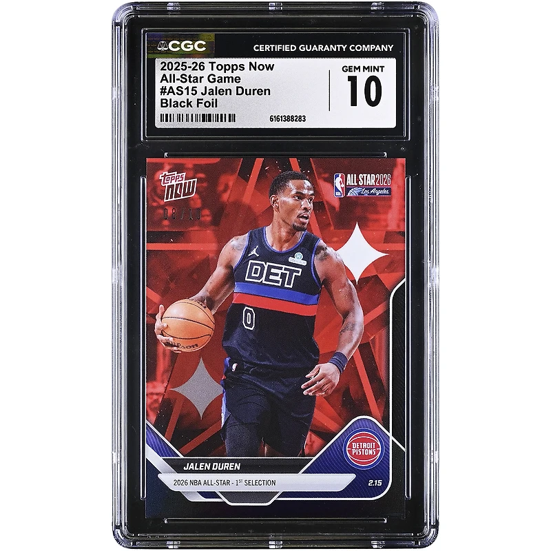 Jalen Duren Detroit Pistons 2025-26 Topps Now All-Star Game Black Foil #AS15 #/10 CGC Authenticated 10 Card