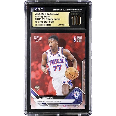 VJ Edgecombe Philadelphia 76ers 2025-26 Topps Now Rising Stars Foil #RS3 CGC Authenticated PRISTINE 10 Rookie Card
