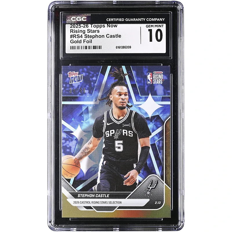 Stephon Castle San Antonio Spurs 2025-26 Topps Now Rising Stars Gold Foil #RS4 #/50 CGC Authenticated 10 Card