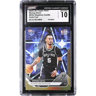 Stephon Castle San Antonio Spurs 2025-26 Topps Now Rising Stars Gold Foil #RS4 #/50 CGC Authenticated 10 Card