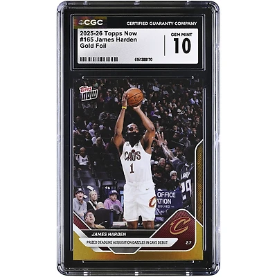 James Harden Cleveland Cavaliers 2025-26 Topps Now Prized Deadline Acquisition Dazzles in Cavs Debut Gold Foil #165 #/50 CGC Authenticated 10 Card