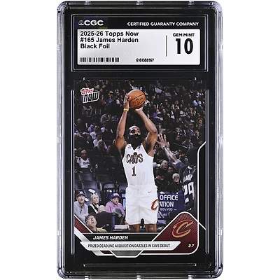 James Harden Cleveland Cavaliers 2025-26 Topps Now Prized Deadline Acquisition Dazzles in Cavs Debut Black Foil #165 #7/10 CGC Authenticated 10 Card