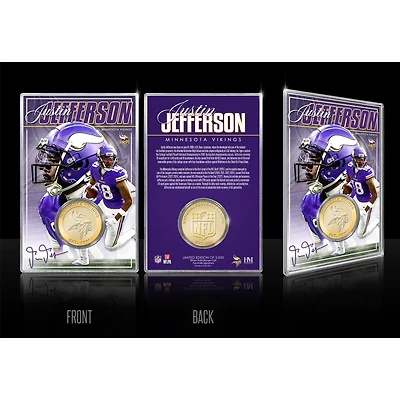 Highland Mint Justin Jefferson Minnesota Vikings Limited Edition Bronze Coin Card with Acrylic Holder