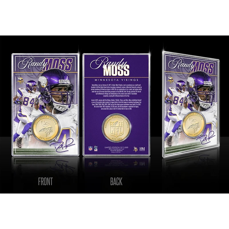 Highland Mint Randy Moss Minnesota Vikings Limited Edition Bronze Coin Card with Acrylic Holder