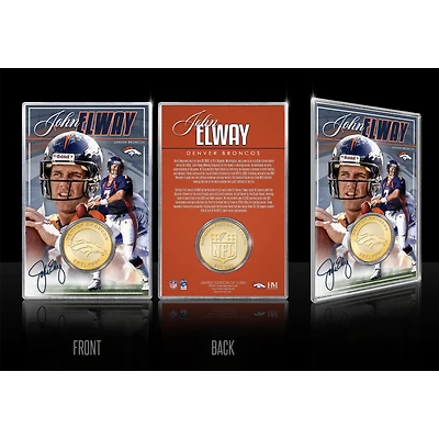 Highland Mint John Elway Denver Broncos  Limited Edition Bronze Coin Card with Acrylic Holder
