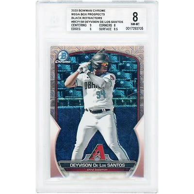 Deyvison De Los Santos Arizona Diamondbacks 2023 Bowman Chrome Mega Box Prospects Black Refractor #BCP-158 #1/1 BGS Authenticated 8 Card - 9,8,8,8.5 Subgrades