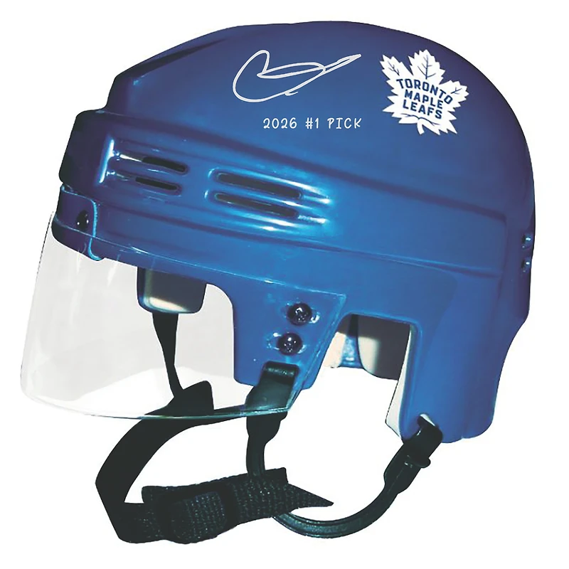 Gavin McKenna Toronto Maple Leafs Autographed Blue Mini Helmet with "2026 #1 Pick" Inscription