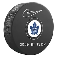 Gavin McKenna Toronto Maple Leafs Autographed Hockey Puck with "2026 #1 Pick" Inscription