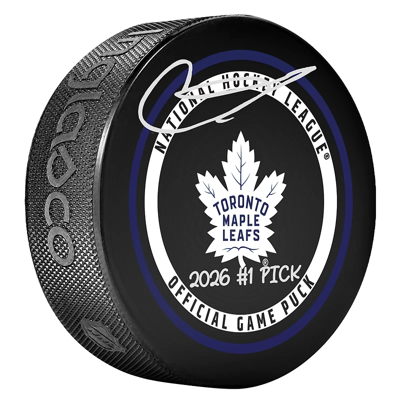 Gavin McKenna Toronto Maple Leafs Autographed Official Game Puck with "2026 #1 Pick" Inscription