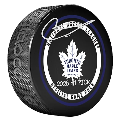 Gavin McKenna Toronto Maple Leafs Autographed Official Game Puck with "2026 #1 Pick" Inscription