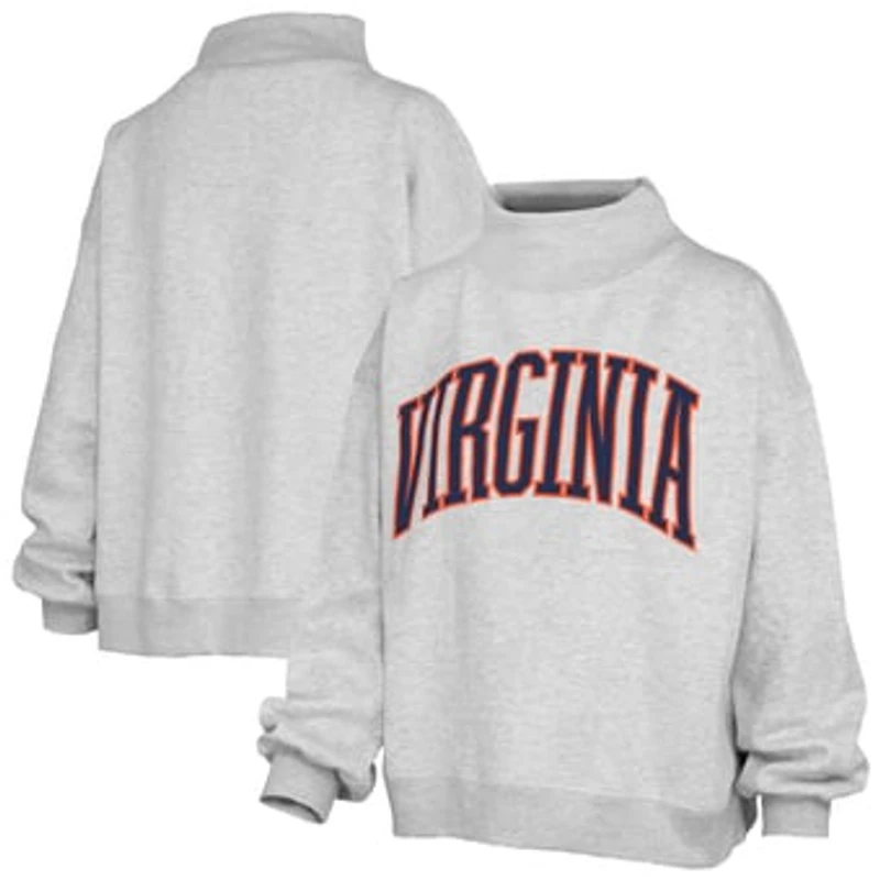 Women's Pressbox Heather Gray Virginia Cavaliers Oversized Nelson Mock Neck Sweatshirt