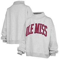 Women's Pressbox Heather Gray Ole Miss Rebels Oversized Nelson Mock Neck Sweatshirt