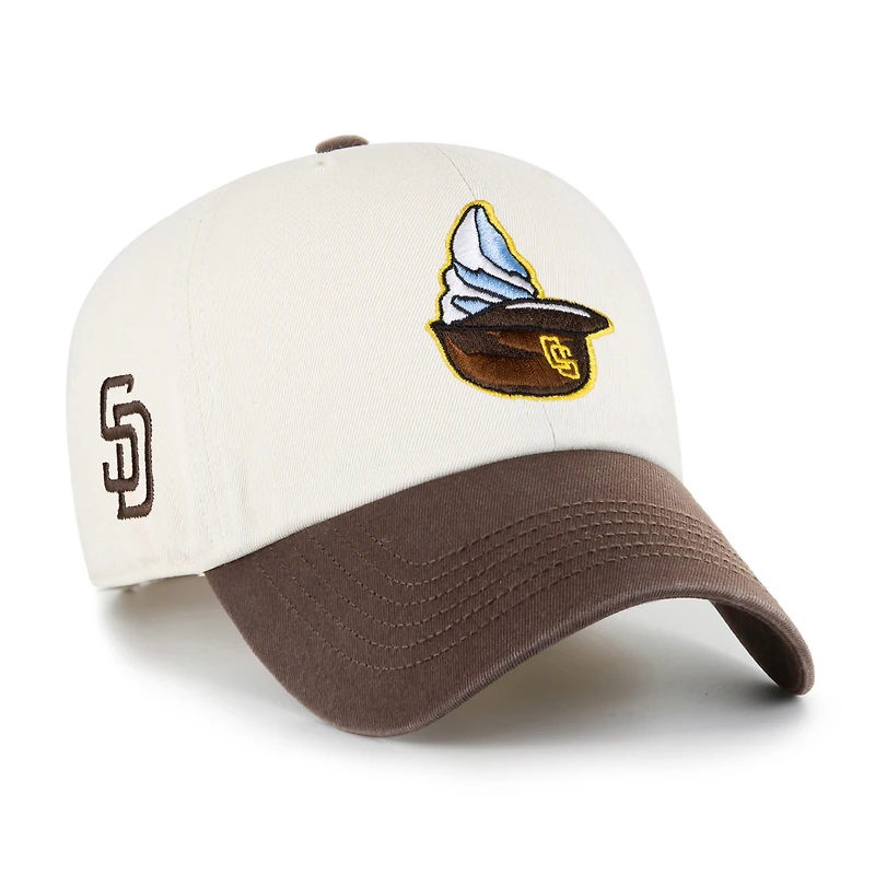 Men's '47  Natural San Diego Padres Single Swirl Ice Cream Helmet 2.0 Clean Up Adjustable Hat