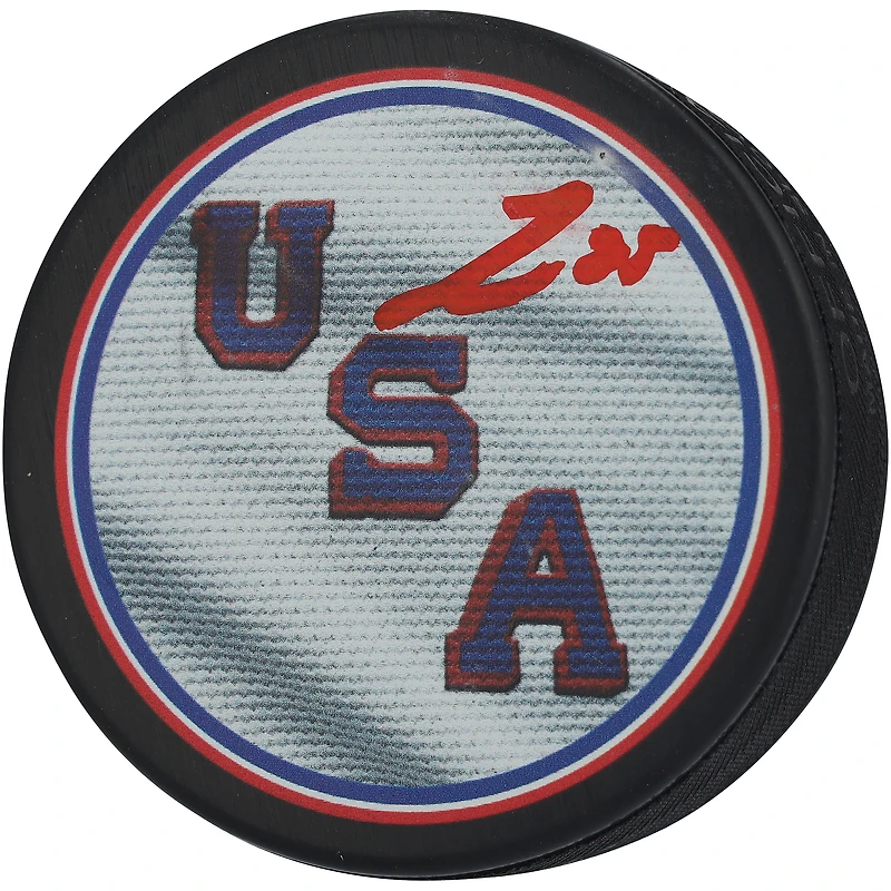 Jake Sanderson Team USA Autographed 2026 Winter Olympics Hockey Puck