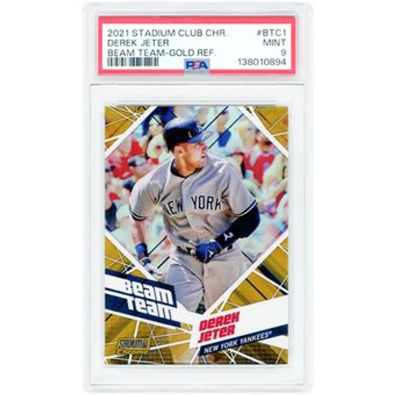 Derek Jeter New York Yankees 2021 Topps Stadium Club Chrome Beam Team Gold Refractor #BTC-1 #19/50 PSA Authenticated 9 Card