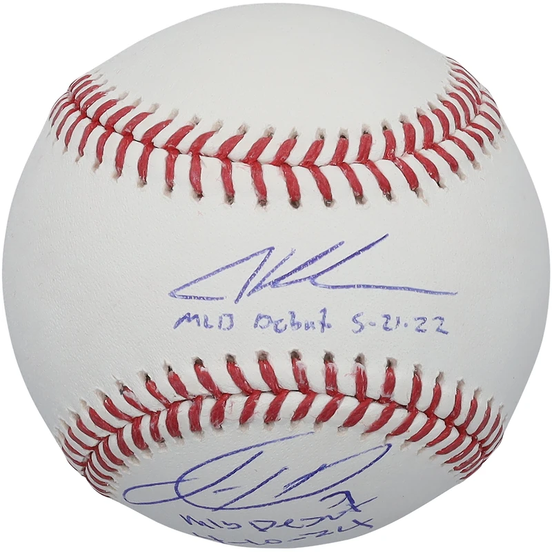 Adley Rutschman & Jackson Holliday Baltimore Orioles Autographed Baseball with MLB Debut Inscriptions