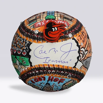 Cal Ripken Jr. Baltimore Orioles Autographed Baseball with "Ironman" Inscription - Art by Charles Fazzino - NF70446038