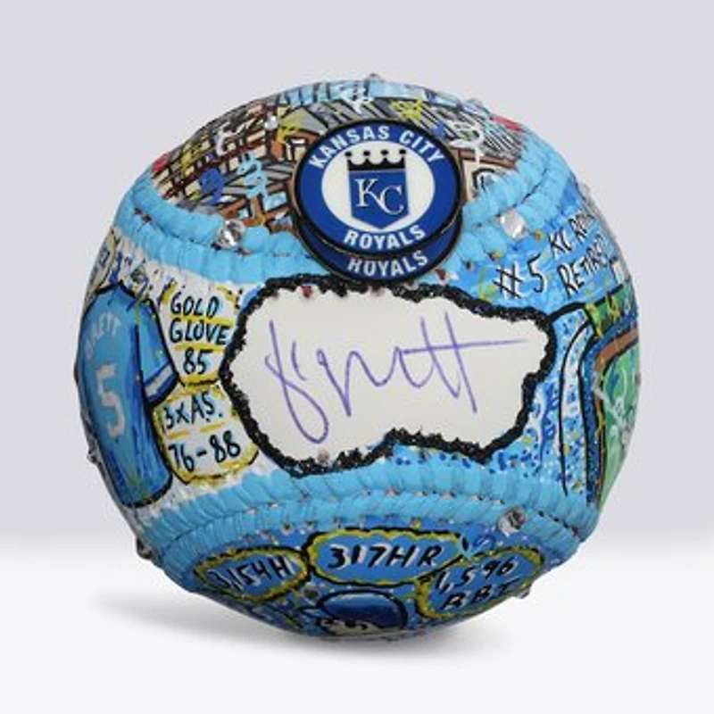 George Brett Kansas City Royals Autographed Baseball - Art by Charles Fazzino - NF70446058