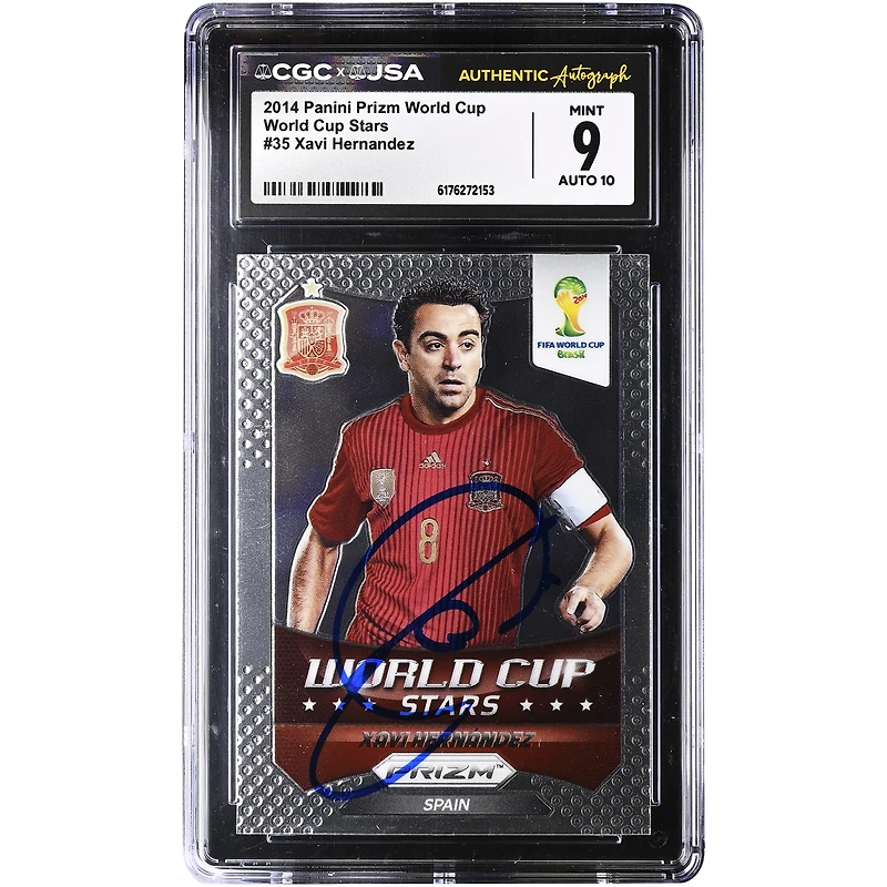 Xavi Hernandez Spain National Team Autographed 2014 Panini Prizm World Cup World Cup Stars #35 CGC Authenticated 9/10 Card
