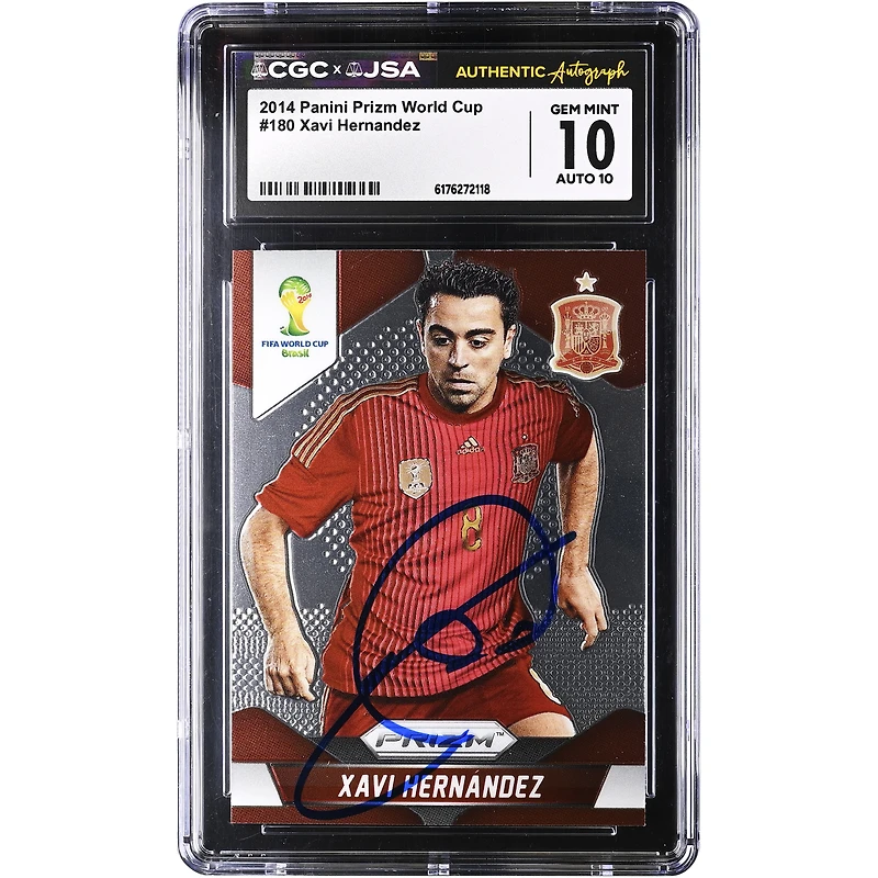 Xavi Hernandez Spain National Team Autographed 2014 Panini Prizm World Cup #180 CGC Authenticated 10/10 Card