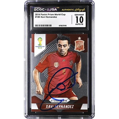 Xavi Hernandez Spain National Team Autographed 2014 Panini Prizm World Cup #180 CGC Authenticated 10/10 Card