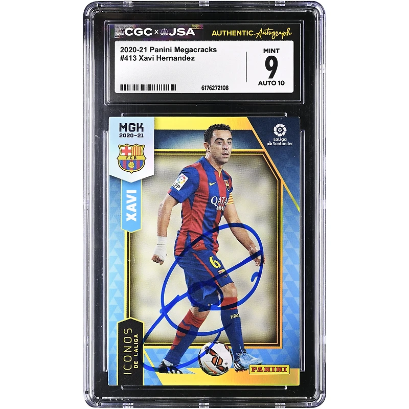 Xavi Hernandez Barcelona Autographed 2020-21 Panini Megacracks #413 CGC Authenticated 9/10 Card