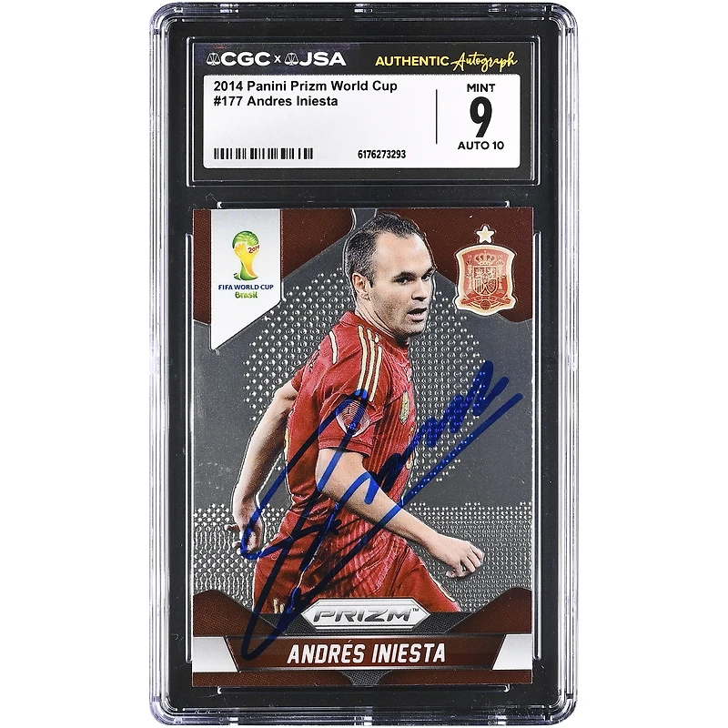 Andres Iniesta Spain National Team Autographed 2014 Panini Prizm World Cup #177 CGC Authenticated /10 Card