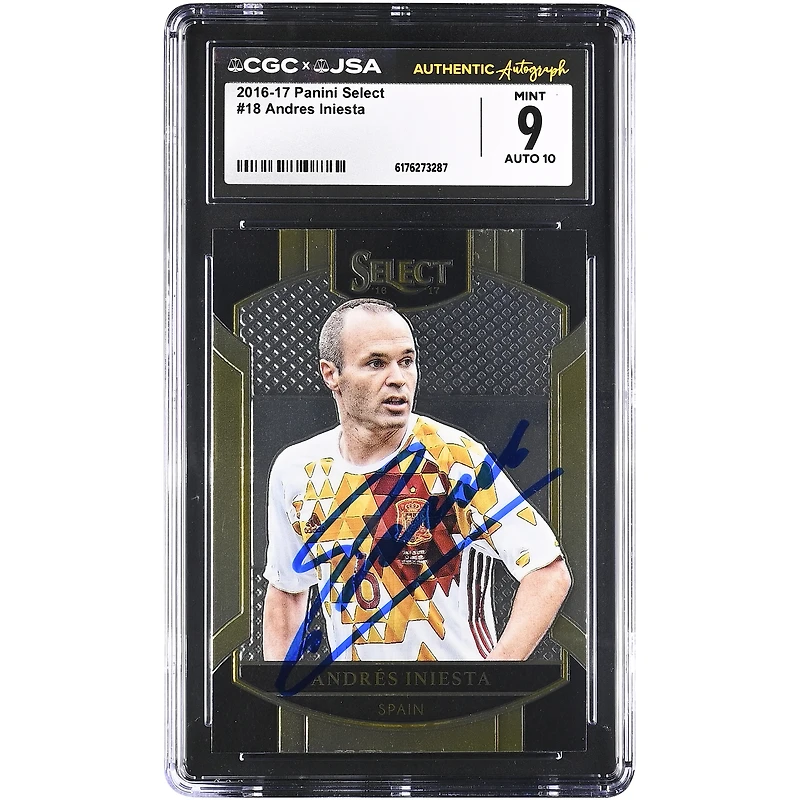 Andres Iniesta Spain National Team Autographed 2016-17 Panini Select #18 CGC Authenticated /10 Card