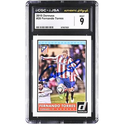 Fernando Torres Atletico de Madrid Autographed 2015 Panini Donruss #28 CGC Authenticated Mint 9 Card