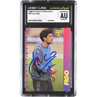 Luis Figo Barcelona Autographed 1996-97 Panini FC Barcelona #90 CGC Authenticated Auto 10 Card