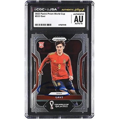 Gavi Spain National Team Autographed 2022 Panini Prizm World Cup #223 CGC Authenticated Auto 10 Card