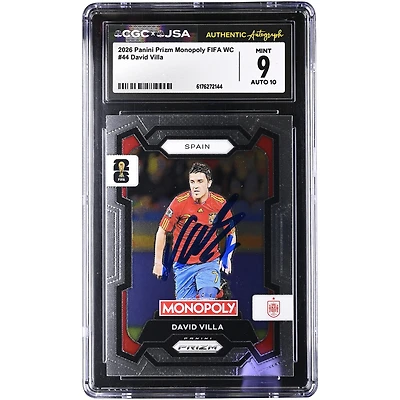 David Villa Spain National Team Autographed 2026 Panini Prizm Monopoly FIFA WC #44 CGC Authenticated /10 Card