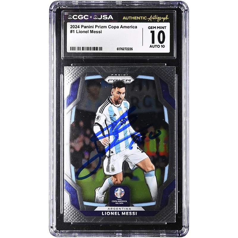 Lionel Messi Argentina National Team Autographed 2024 Panini Prizm Copa America #1 CGC Authenticated 10/10 Card