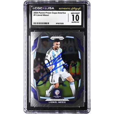 Lionel Messi Argentina National Team Autographed 2024 Panini Prizm Copa America #1 CGC Authenticated 10/10 Card