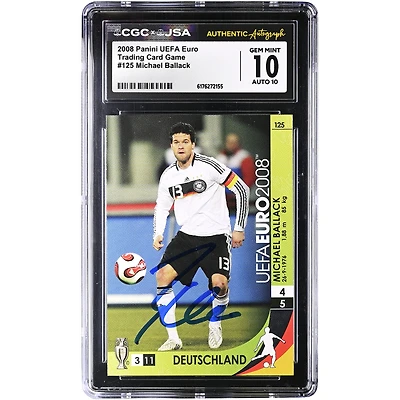 Michael Ballack Germany National Team Autographed 2008 Panini UEFA Euro Trading Card Game #125 CGC Authenticated 10/10 Card