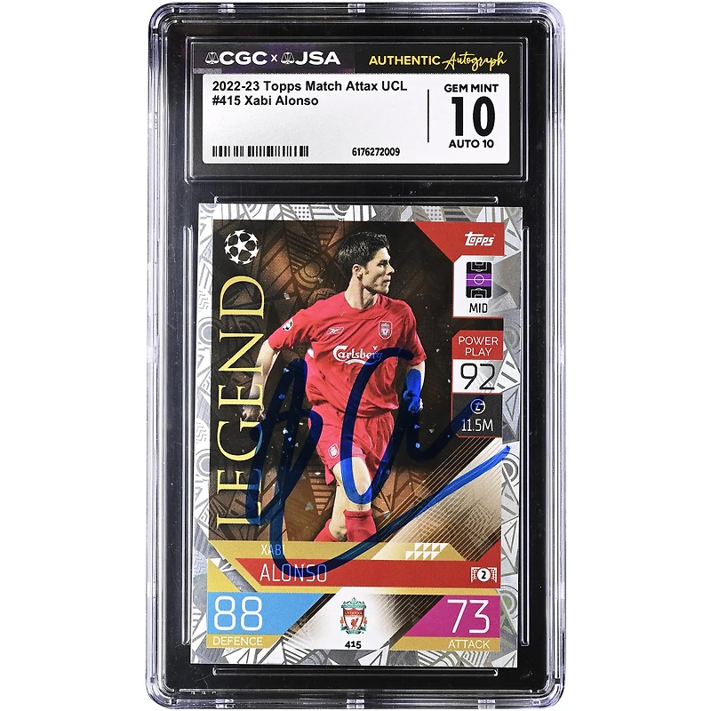 Xabi Alonso Liverpool Autographed 2022-23 Topps Match Attax UCL #415 CGC Authenticated 10/10 Card