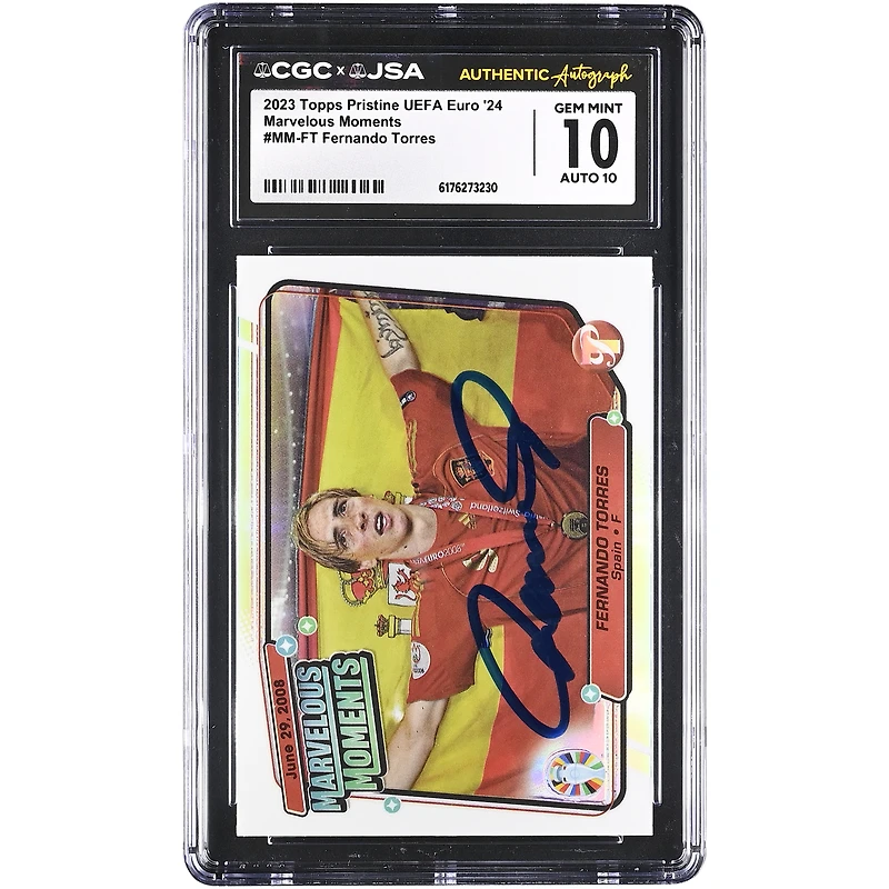 Fernando Torres Spain National Team Autographed 2023 Topps Pristine UEFA Euro '24 Marvelous Moments #MM-FT CGC Authenticated 10/10 Card