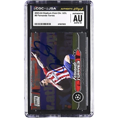 Fernando Torres Atletico de Madrid Autographed 2023-24 Topps Stadium Club Chrome UCL #9 CGC Authenticated Auto 10 Card