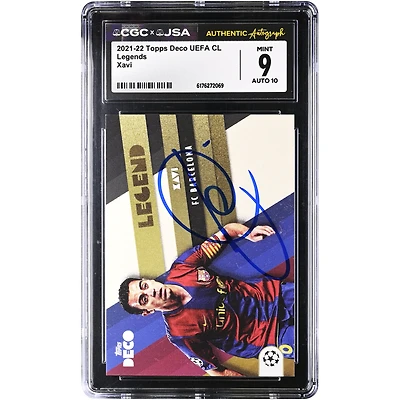 Xavi Hernandez Barcelona Autographed 2021-22 Topps Deco UEFA CL Legends #NNO CGC Authenticated 10/10 Card
