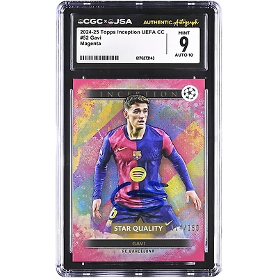 Gavi Barcelona Autographed 2024-25 Topps Inception UEFA CC Magenta #52 #/150 CGC Authenticated 9/10 Card