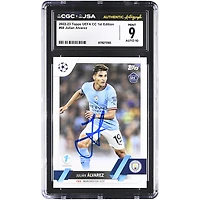 Julián Alvarez Manchester City Autographed 2022-23 Topps UEFA CC 1st Edition #68 CGC Authenticated 9/10 Rookie Card