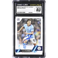 Julián Alvarez Manchester City Autographed 2022-23 Topps UEFA CC 1st Edition #68 CGC Authenticated Auto 10 Rookie Card