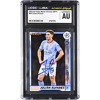 Julián Alvarez Manchester City Autographed 2022-23 Topps Merlin Chrome UEFA #94 CGC Authenticated Rookie Card