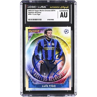 Luis Figo Inter Milan Autographed 2022-23 Topps Merlin Chrome UEFA Ageless Alchemy #AA-1 CGC Authenticated Card