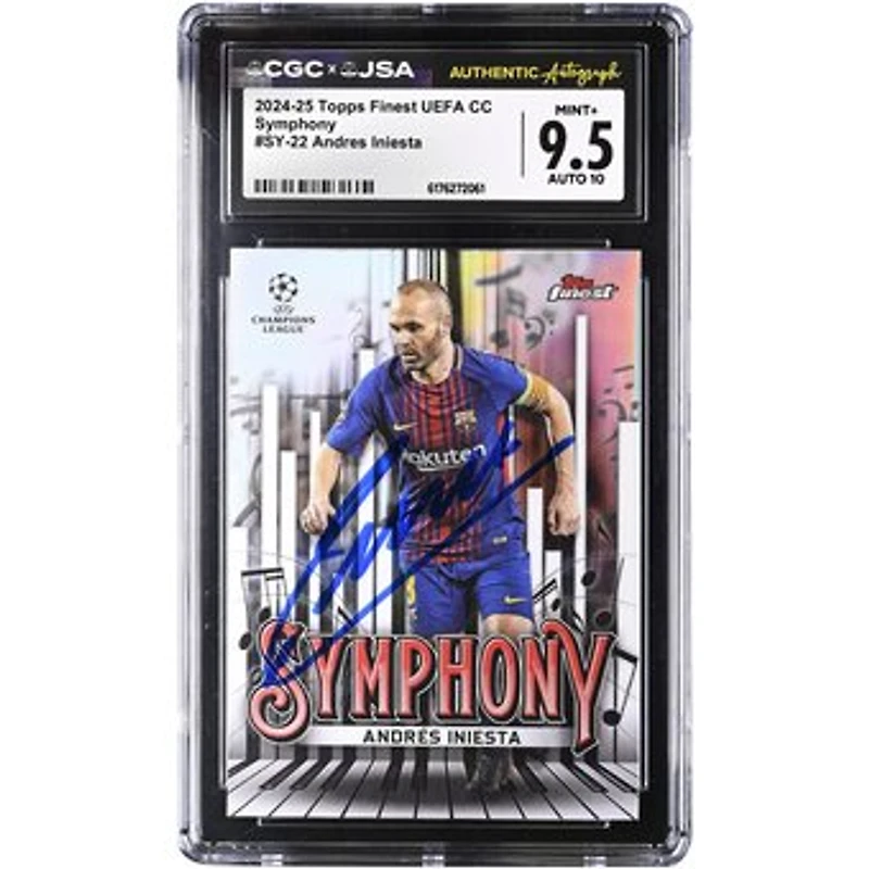 Andres Iniesta Barcelona Autographed 2024-25 Topps Finest UEFA CC Symphony #SY-22 CGC Authenticated 9.5/10 Card