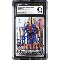 Andres Iniesta Barcelona Autographed 2024-25 Topps Finest UEFA CC Symphony #SY-22 CGC Authenticated 9.5/10 Card