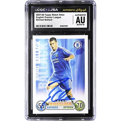 Michael Ballack Chelsea Autographed 2007-08 Topps Match Attax English Premier League #NNO CGC Authenticated Auto 10 Card