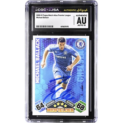 Michael Ballack Chelsea Autographed 2009-10 Topps Match Attax Premier League #NNO CGC Authenticated Auto 10 Card